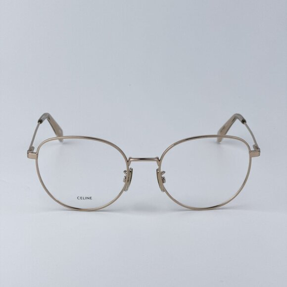 Celine Women BRAND NEW Eyeglasses Metal Shiny Rose Gold Demo Round CL50095U 028
